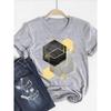 Print T Shirt Short Sleeve Flower Vintage Cute 90s Summer Top Fashion Clothes Women Clothing Gray Basic Tee Graphic T-shirt