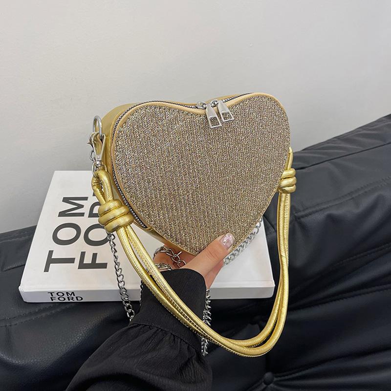 Mote Paljett Hjerteform Skulderveske Kjedestropp Crossbody Vesker For Kvinner Daglig Bruk Damehåndvesker Og Lommebøker
