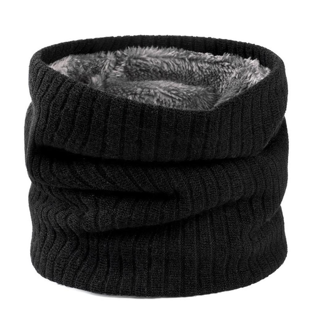 Unisex Double-Layer Fleece Neck Gaiter: Extra Thick, Warm, Solid Color Knitted Scarf for Autumn/Winter