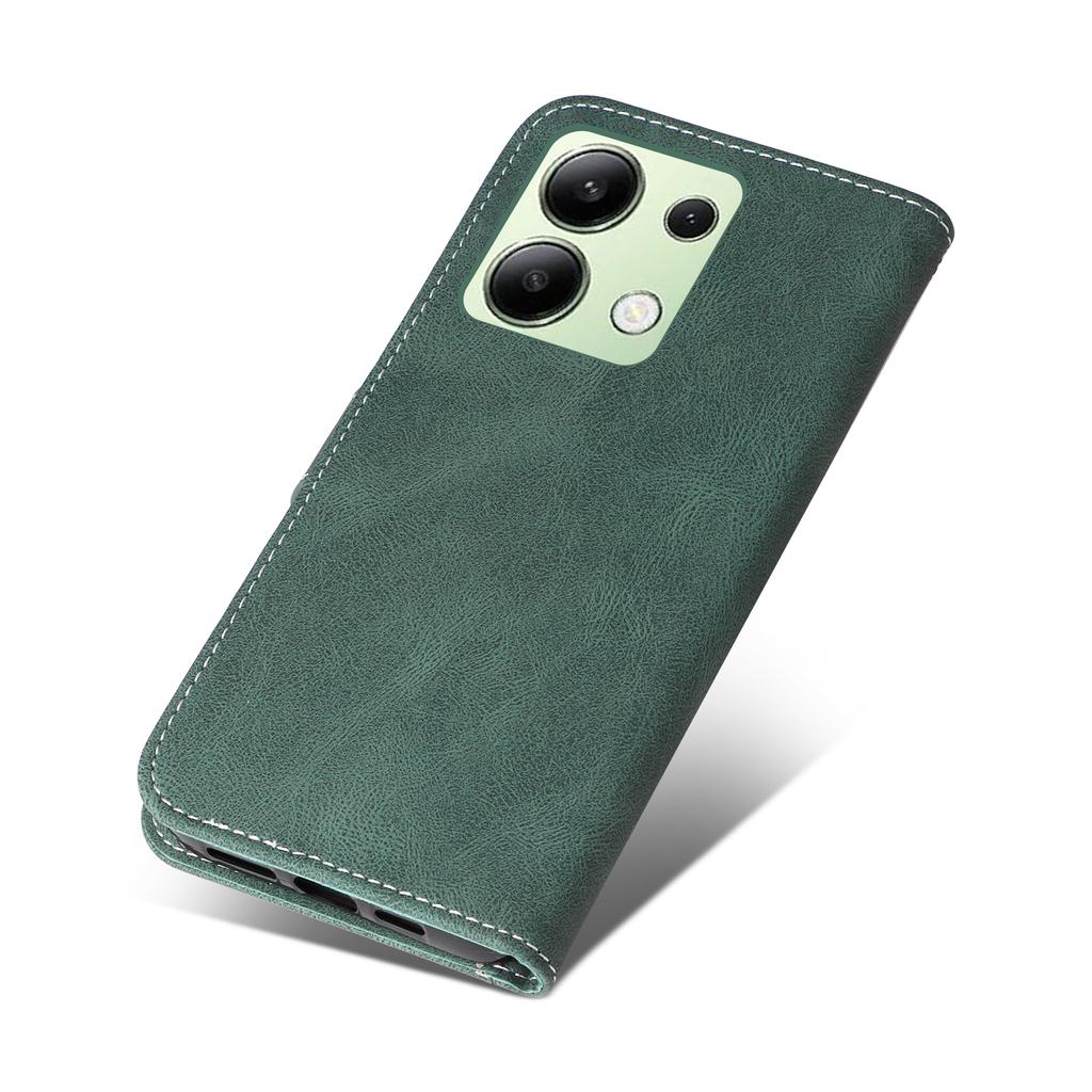 For Xiaomi Redmi Note 13 4G Leather Case Three-color Splicing Phone Cover