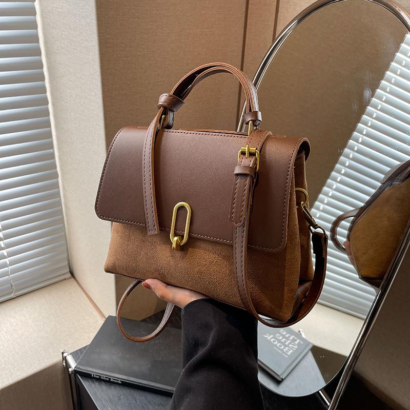 High Sense Handbags Women's Autumn and Winter Solid Color All-Matching Shoulder Bag Retro Minority Crossbody Commuter Bag