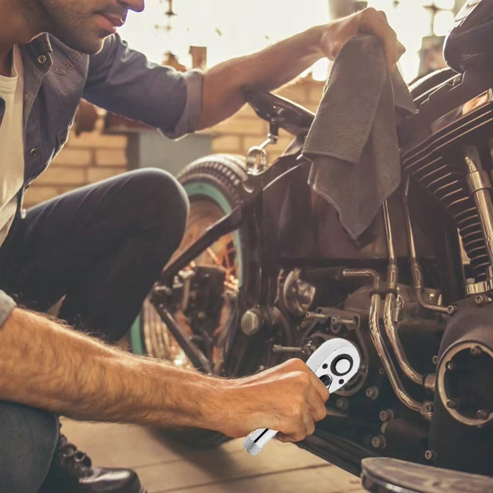 Reversible Stubby Ratchet Wrench Quick-Release Socket Ratchet Wrench  Repair Hand Tools