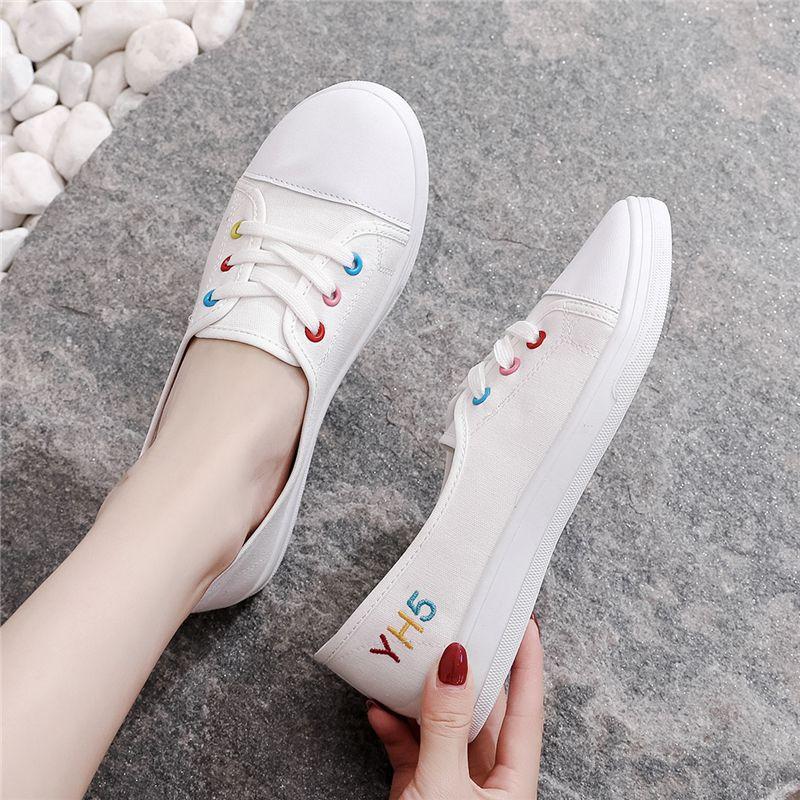 Damen Weiße Canvas Schuhe Damen Sommer Stil Board Schuhe Atmungsaktive Weiße Schuhe Damen