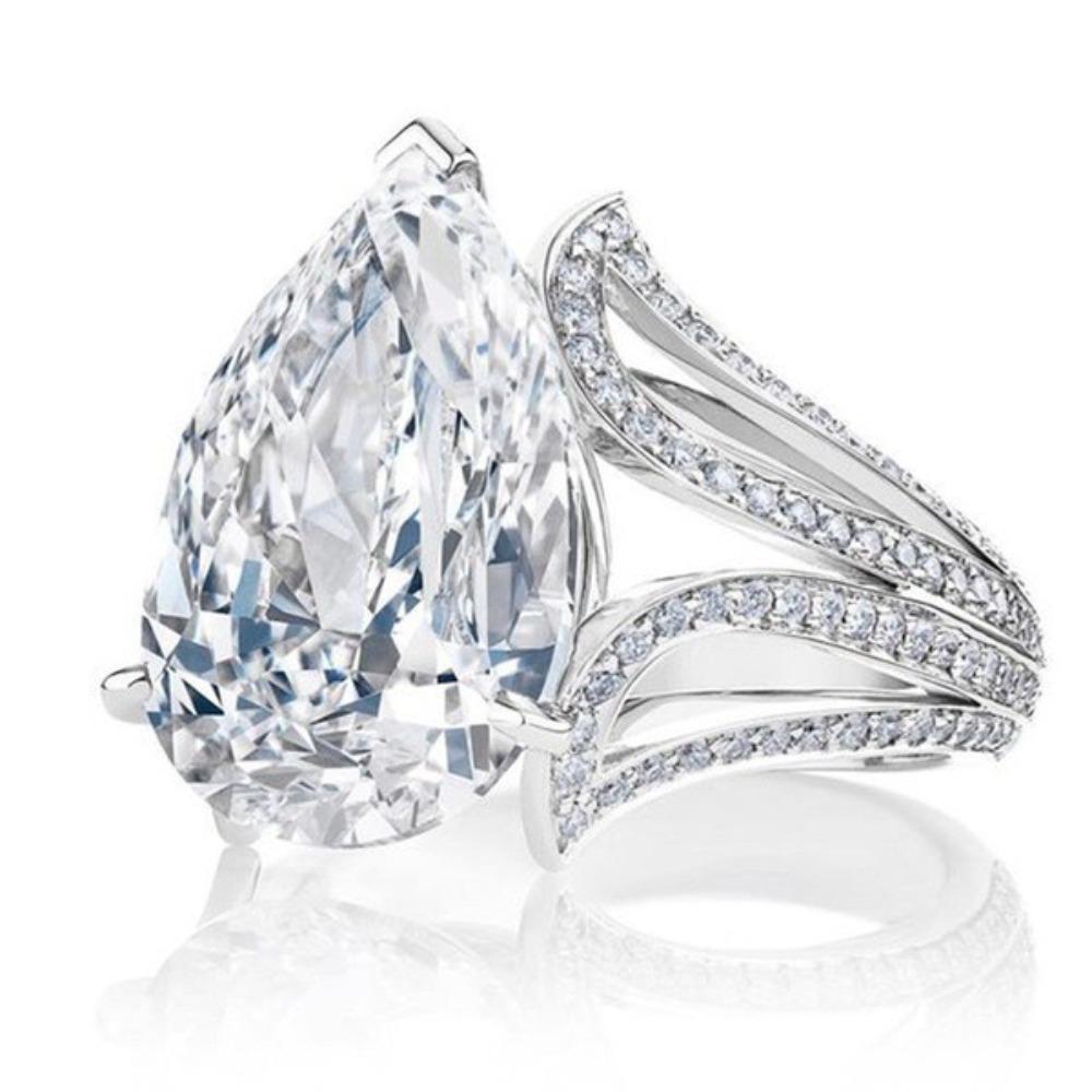 

Elegant Pear Shaped Zircon Ring for Women Sparkling Cubic Zirconia Engagement Silver Jewelry Wedding Gift no. 6 платиновый