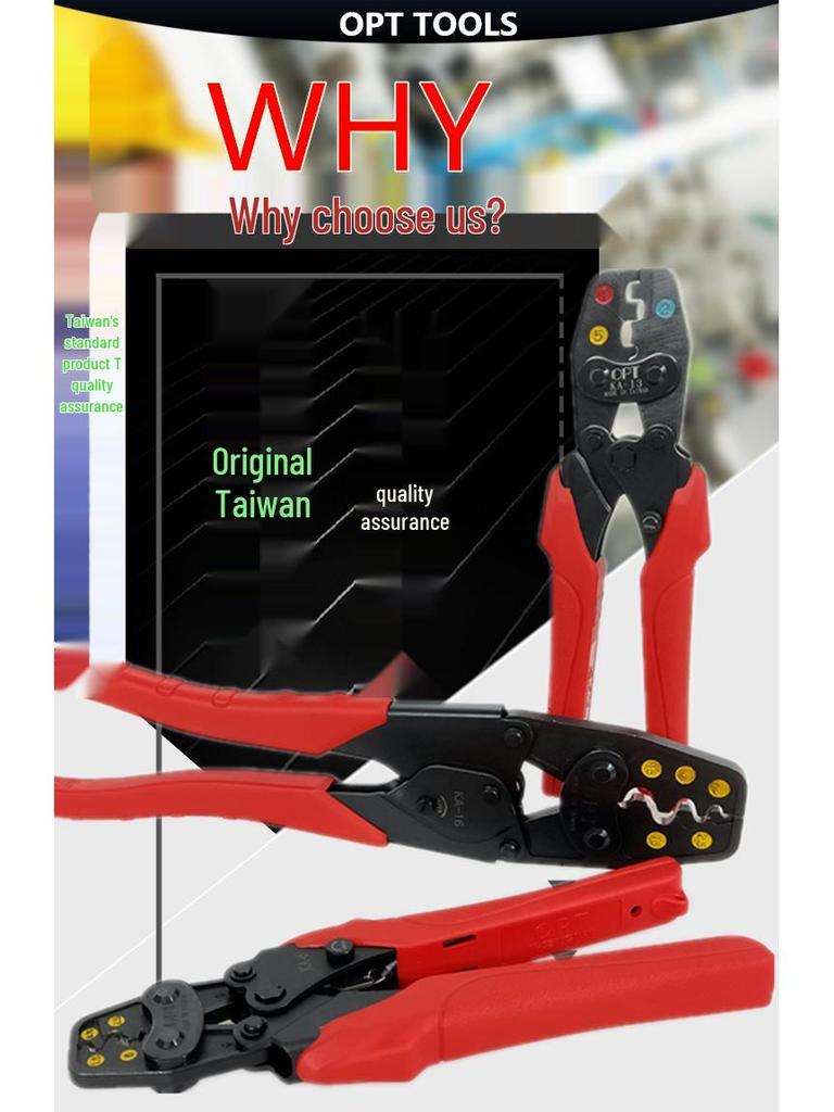 Labor-Saving Ratchet Crimping Pliers with Bare Terminal Nipple Cap, Model KA5-6