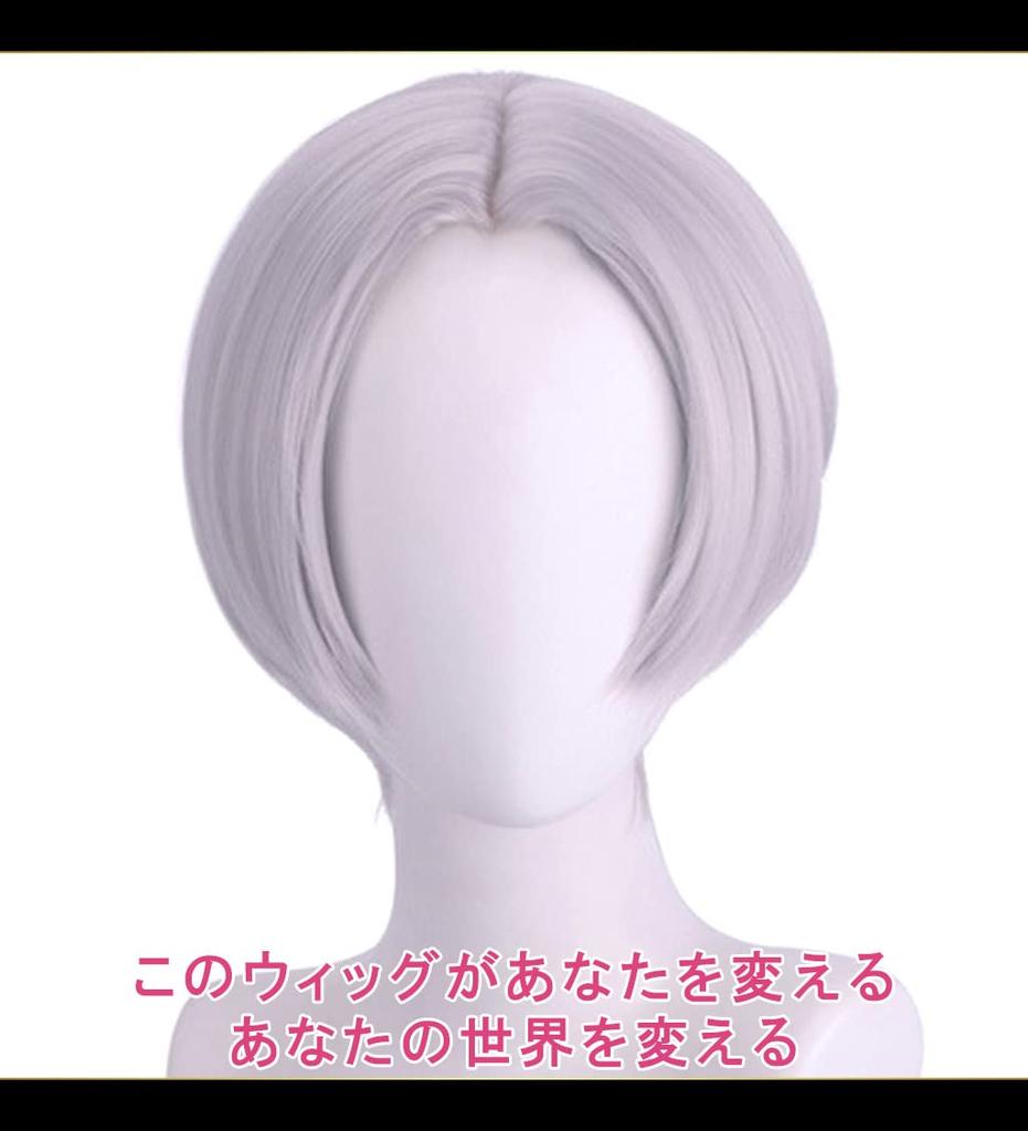 CaseEden Cosplay Wig, Short, 30cm, Center Part, Heat Resistant, Silver, Includes 2 Wig Nets