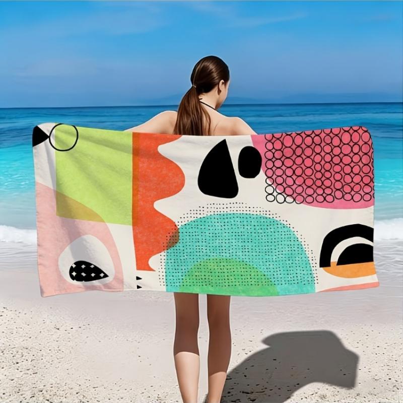 

2D Flat, 1pc Abstract Geometric Pattern Art Illustration Beach Towel, Soft and Skin-friendly, Lint-free, Easy to Wash, Durable W40*H60(CM)
