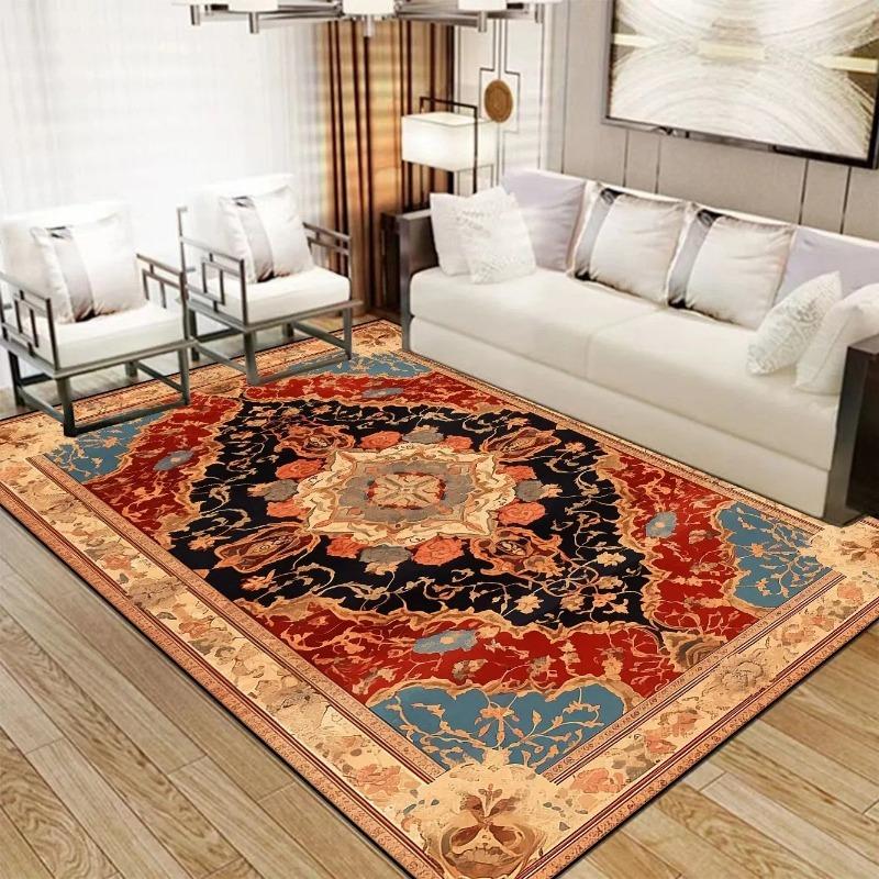 Luxury Retro Persian Red Carpet Living Room Large Size Non-slip Coffee Tables Entrance Mat Home Decoration Bedroom Lounge Rug