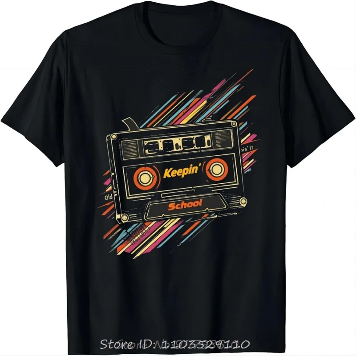 

Old School Hip Hop 80s 90s Vintage Mixtape Cassette Tape T-Shirt Y2k Top O-Neck Oversized Unisex Tshirt Men s Fitness tshirt XXXXXL чорний