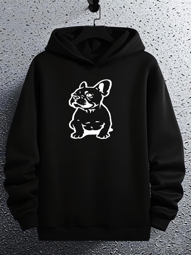 French Bulldog Graphic Hoodie - 100% Polyester Casual Pullover with "Bulldog" Print