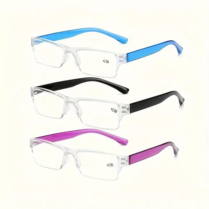 6pcs Reading Glasses Ultra-Light HD Reading Glasses for Men & Women - Stylish Square Frame Portable Design Adjustable