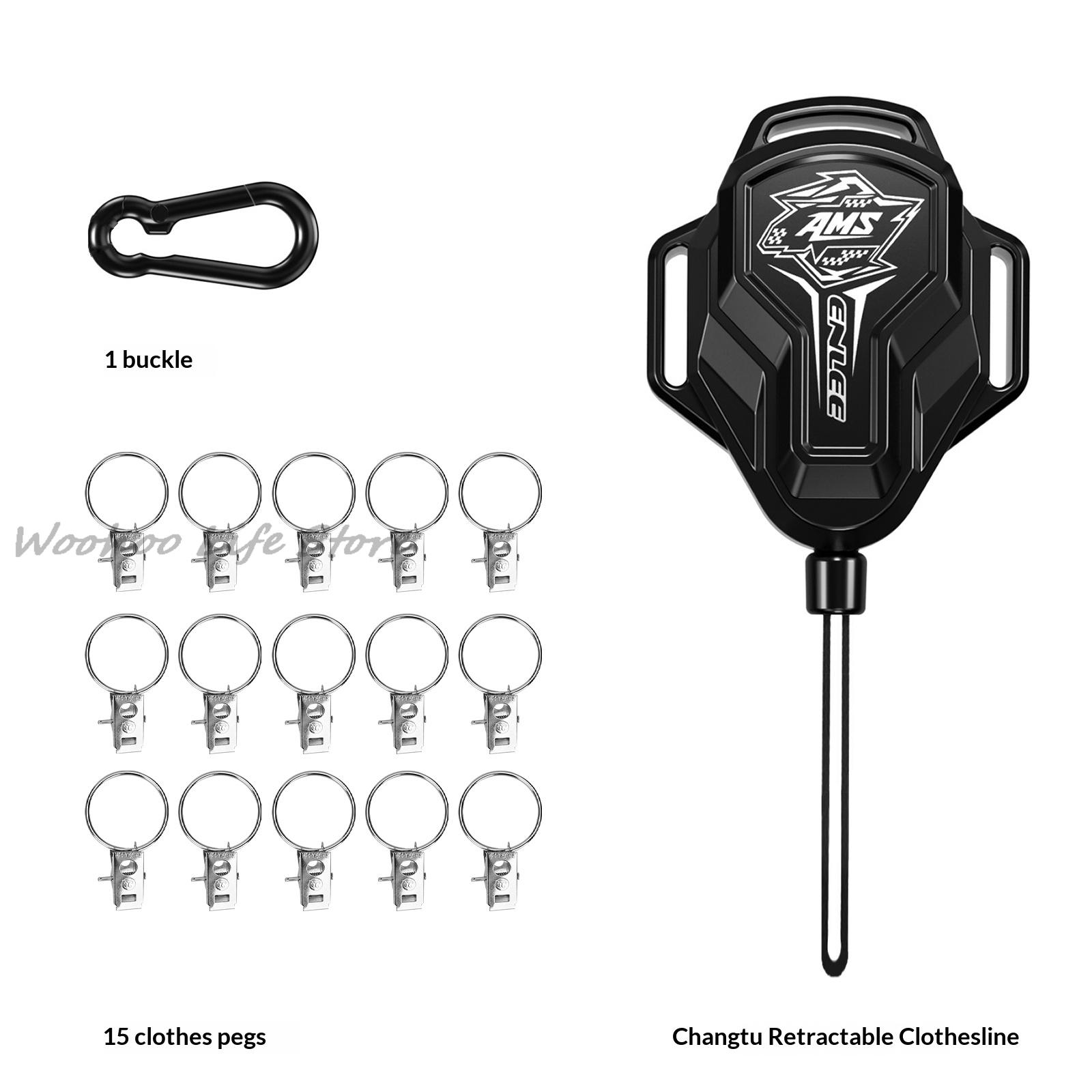 

Retractable Portable Clothesline Multi Purpose 9 Meter Length With Folding Handle For Camping Hiking Travel And Outdoor Activiti чорний