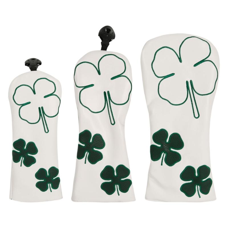 3Pcs PU Leather Golfs Club Head Cover Golfs Driver Headcover Leaf Pattern Fairway Wood Headcover Hybrids Head Cover 1