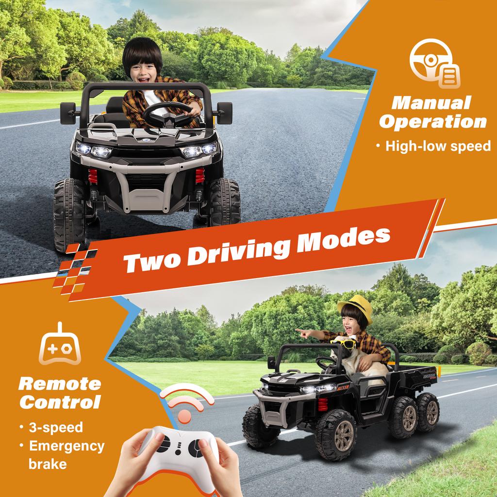 24V Children'S Dual-Seat  Vehicle - 4×75W Powerful Motor, Remote Control/Manual Dual Mode, Wireless Music + Electric Dum