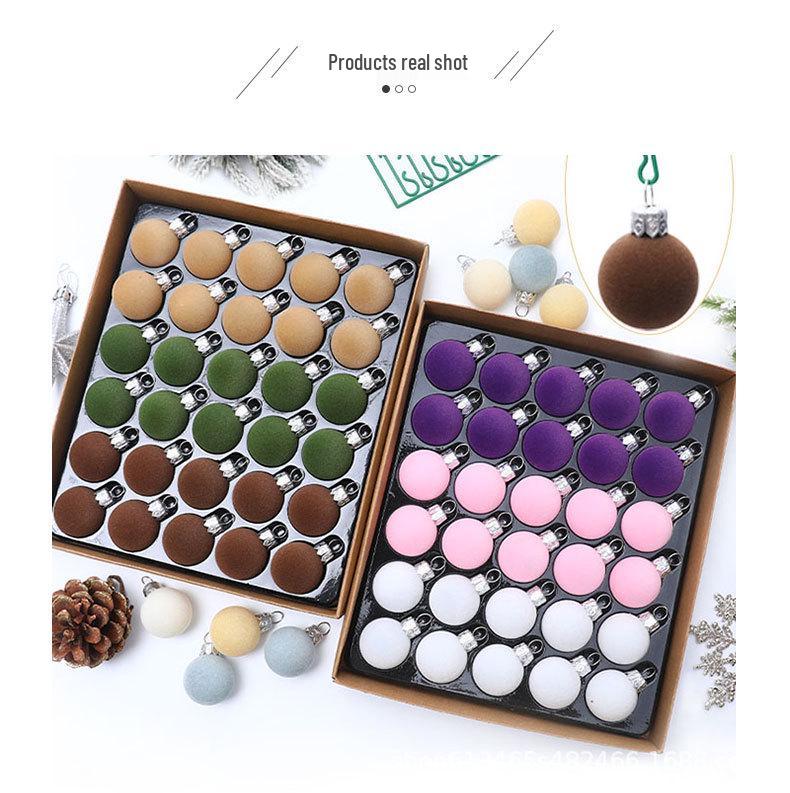 30pcs 3cm Flocked Christmas Ball Ornaments Set - New Arrival in Various Colors for Scene Decoration