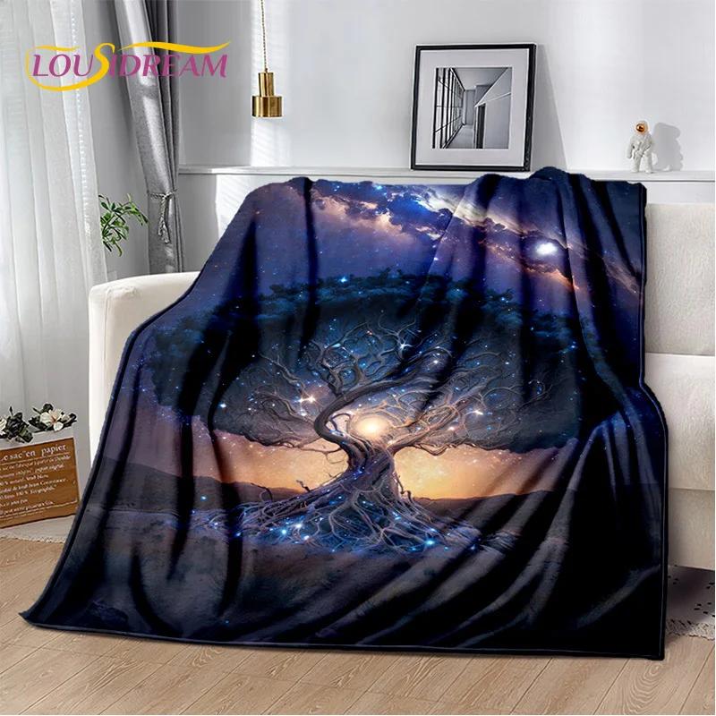 Nordic Mythology Yggdrasil Nature Tree of Life Blanket,Flannel Soft Throw Blanket for Home Bedroom Bed Sofa Picnic Office Kids