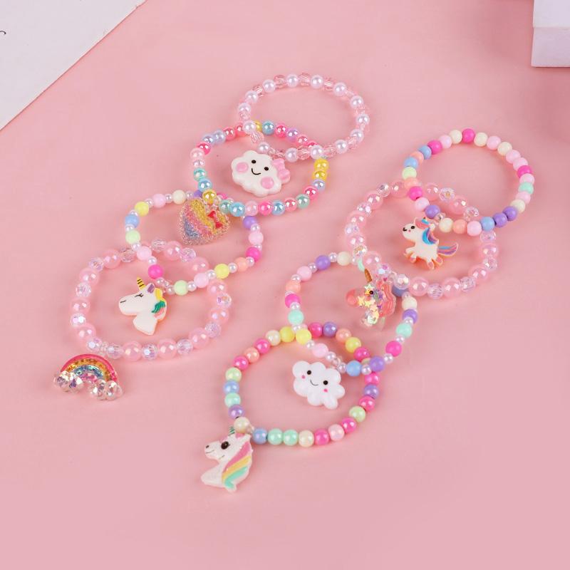 8Pcs/set Rainbow Unicorn Cloud Bracelets Kids Girls Unicorn Birthday Party Favors Goodie Pinata Filler Guests Gift Baby Shower