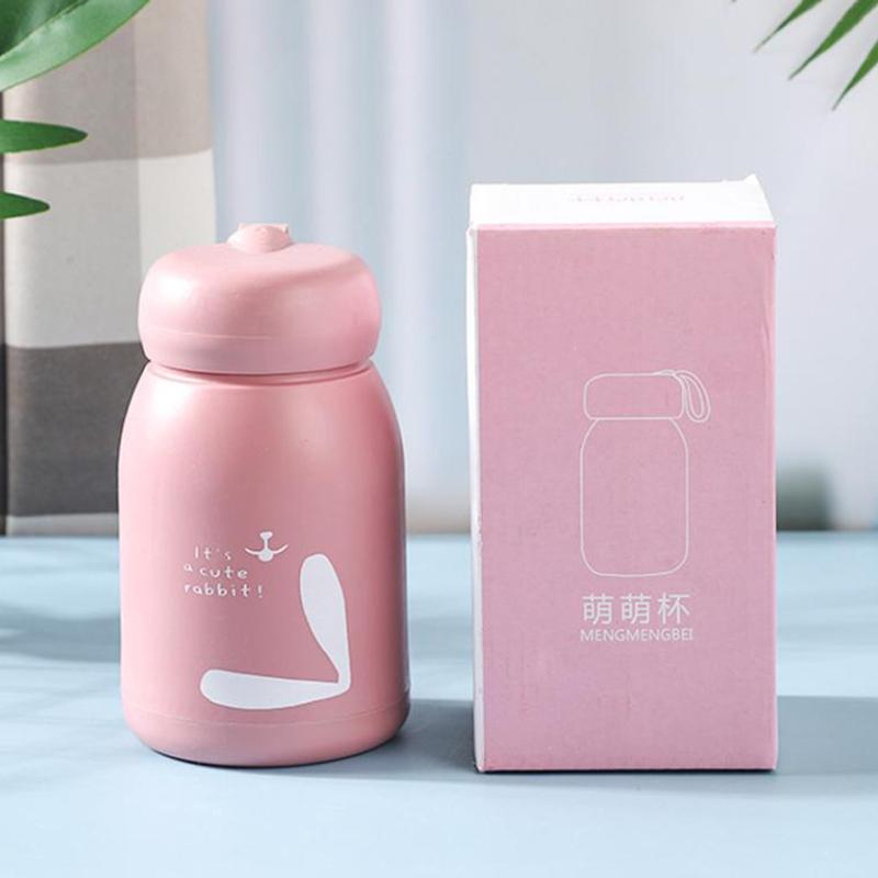 M-320ml Mini Portable Thermal Cup for Girls & Kids - Cute Leakproof Glass Vacuum Insulated Flask Water Bottle for Daily Drink