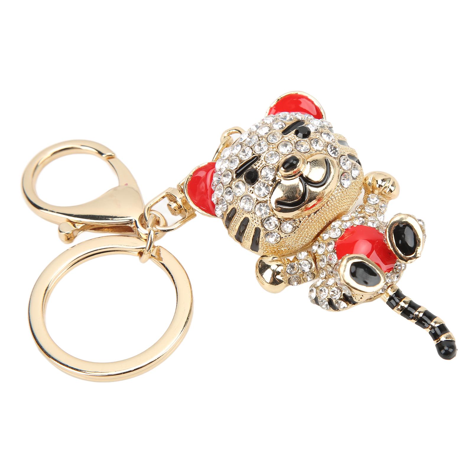 

Keychain Pendants Small Cute Tiger Shape Rhinestone Studded Keychain for Car Pendants Bag Decoration GiftRed красный