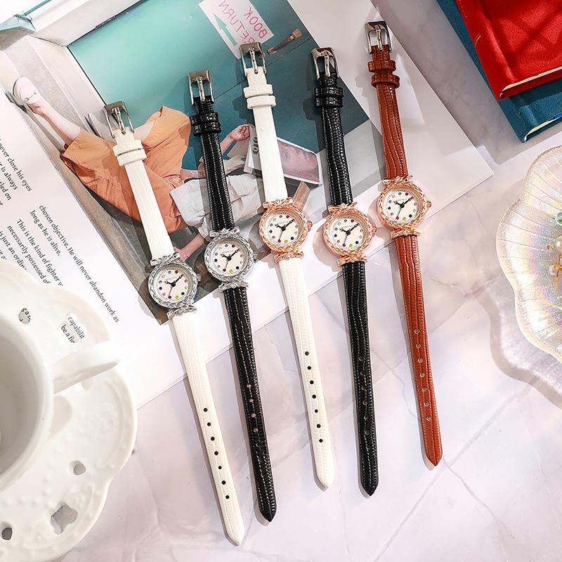Women' Watches Rhinestone Quartz Wristwatch Leather Strap Watch