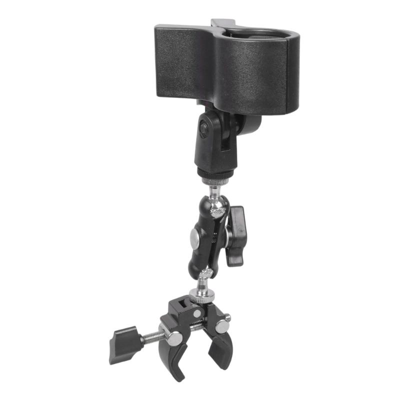 

Metal Clip Mount Stand with Adjustable Angle and Secure Grip for Microphones Fan 360 Degree Rotating Clamp Holder 1