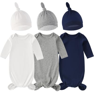 Neugeborenen-Schlafsack mit Mütze, 100 % Baumwolle, Baby-Wickelschlafanzug für Jungen und Mädchen, einfarbig bedruckt, Wickeltuch für Kleinkinder, 0–12 Monate