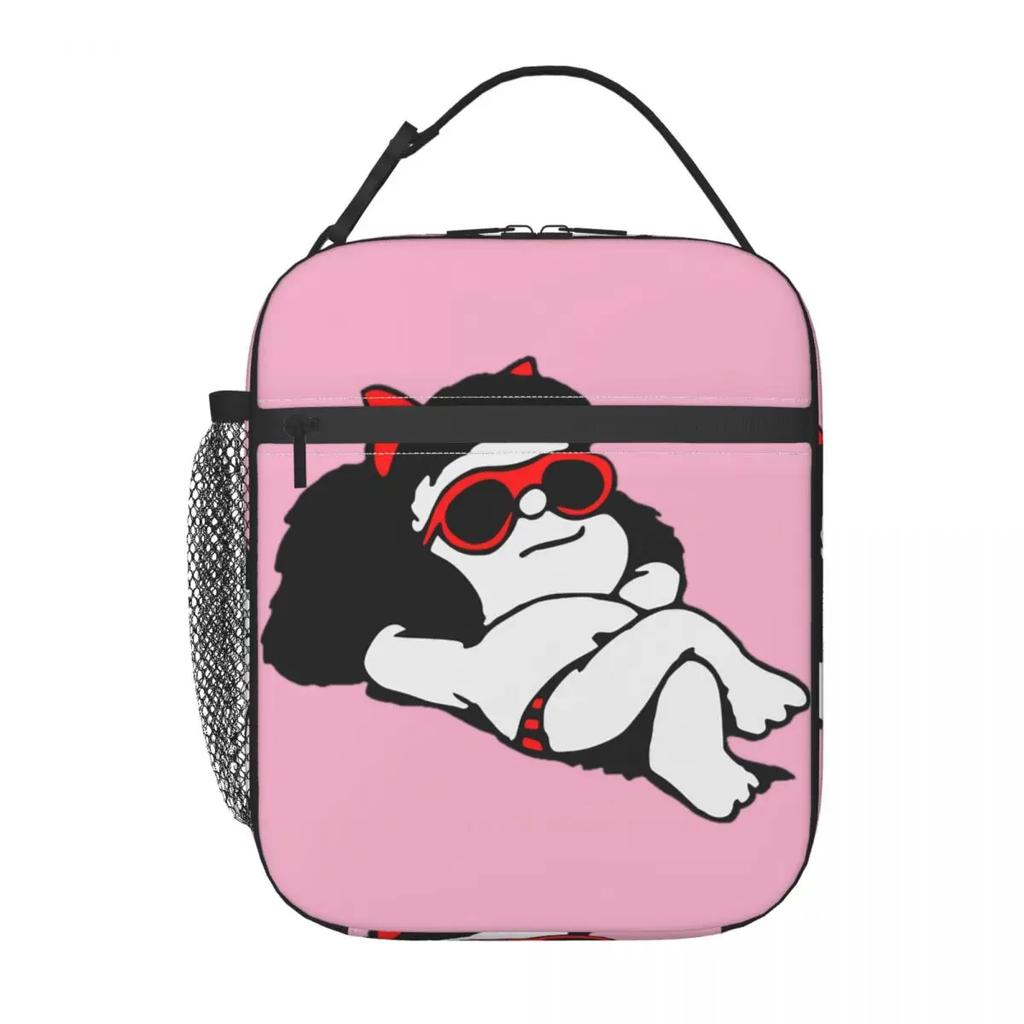 Mafalda Wearing Sunglasses Thermal Insulated Lunch Bag for Picnic Kawaii Portable Bento Box Men Women Thermal Cooler Lunch Boxes