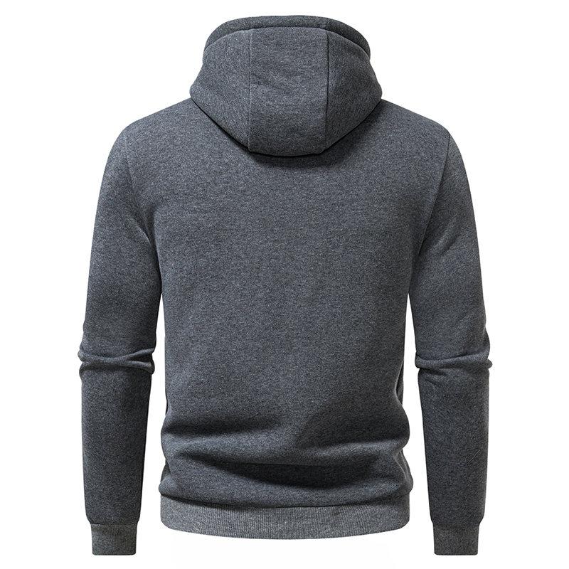 Men's Half Zipper Hooded Hoodies Solid Korean Sweatshirts Man Fashion Streetwear Hooded Sweatshirt Slanted Pocket Casual Hoodie