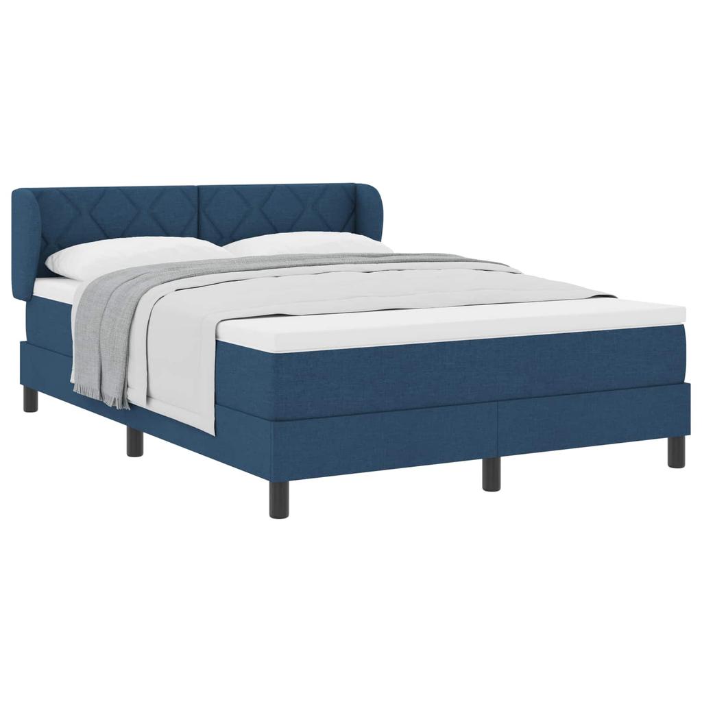 Boxspring Bed with Headboard Blue 140 x 200 cm Fabric