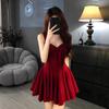 Qianjin Wind Red Bow Suspender Dress Women's Spring Waist Skinny Short Skirt Sleeveless Princess Dress