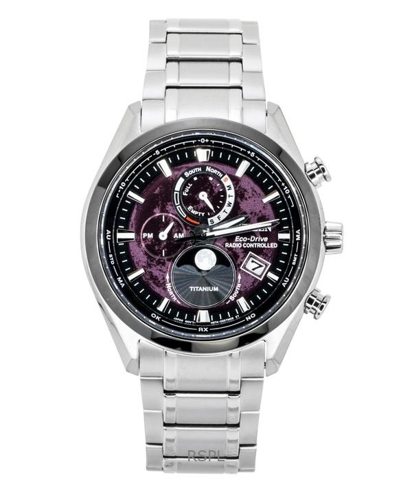 

Citizen Tsuki-Yomi Radio-Controlled Moon Phase Super Titanium Red Dial Eco Drive BY1018-80X 100M Men s Watch червоний