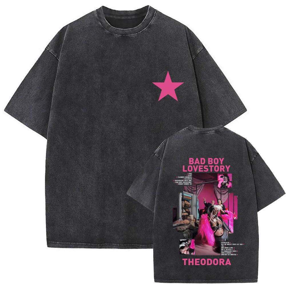 

Washed Vintage Rapper Theodora Mega Bbl Bad Boy Lovestory T Shirt Men Women Hip Hop Fashion Tshirts Man Casual Oversized Tshirt S