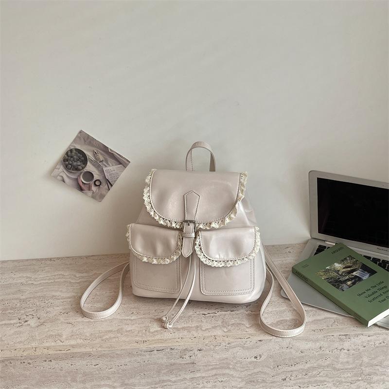 Schoolbag Sweet High-value Backpack Bag Female Foreign Style 1011 New Trendy Fashion Cute Backpack Korean Version Portable Small Square Bag