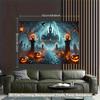 1 piece of 2D background fabric Halloween pumpkin castle night scary polyester fabric background fabric.PMJ