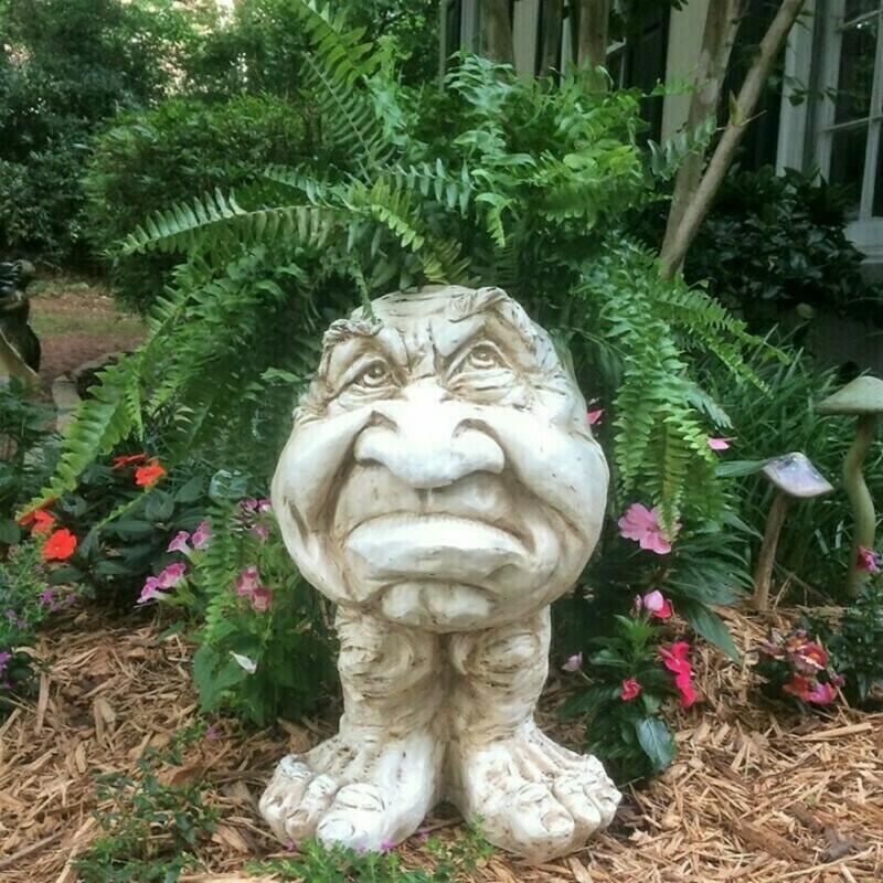 The Face Statue Planter Resin Funny Face Figurine Plant Pot Creative Art Spring Decorations Desktop Organizer Garden Supplies L