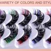 7 Pairs of Colored Hair-fried False Eyelashes with Multi-layer Thick Cross Mink Fur Lashes Mink Individual Lashes Extension Eyelashes Extension Kit