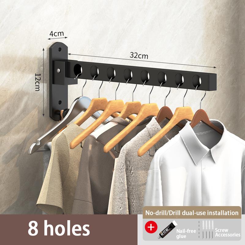 No-Drill Balcony Clothes Drying Rack Foldable Concealed Clothes Drying Rack Bathroom Wall-Mounted Clothes Rack