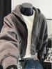 Men's 400g Heavy Gray Deconstructed Zip-Up Hoodie