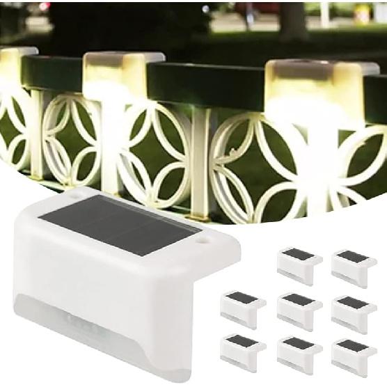 EROCK 8 Pack Solar Deck Lights, LED Solar Step Lights Waterproof Solar Lamp Outdoor Lighting for Stair, Deck, Patio, Yard, Pathway, Fences, Driveway