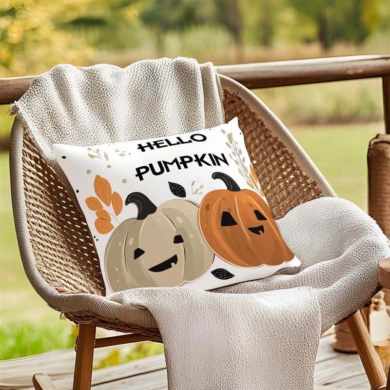 1 Stück Halloween Kürbis Kissenbezug Für Zuhause Wohnzimmer Schlafzimmer Sofa Büro Dekorative Kissenbezüge Weiche Überwurfskissen 45X45cm