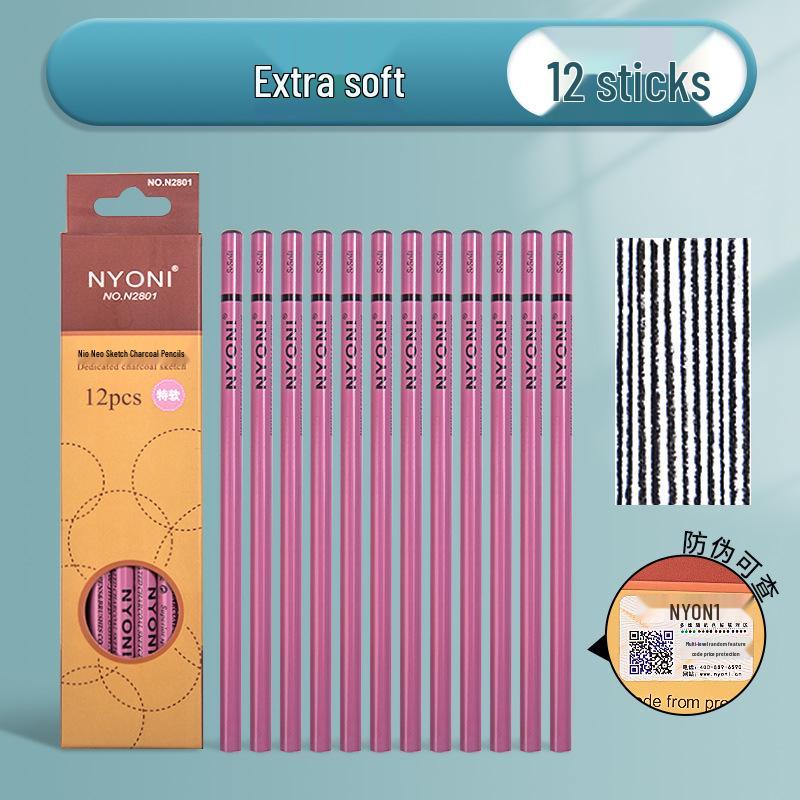 Neoni Matte Sketching & Soft Charcoal Pencils for Art Students with Professional Painting Brushes.
