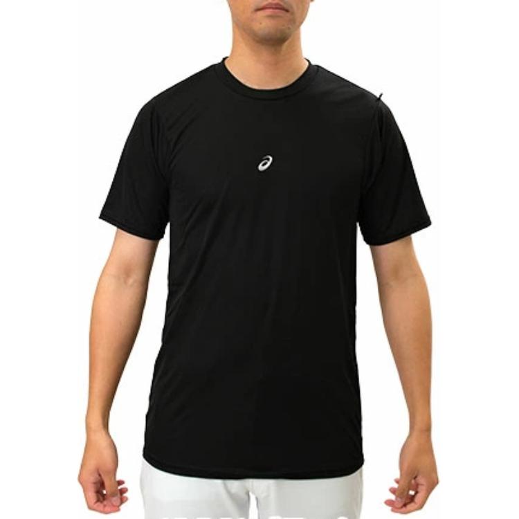 Asics Logo Print Round Neck Casual Sports Short Sleeve T-Shirt Men T-Shirts Black 2121A144-001
