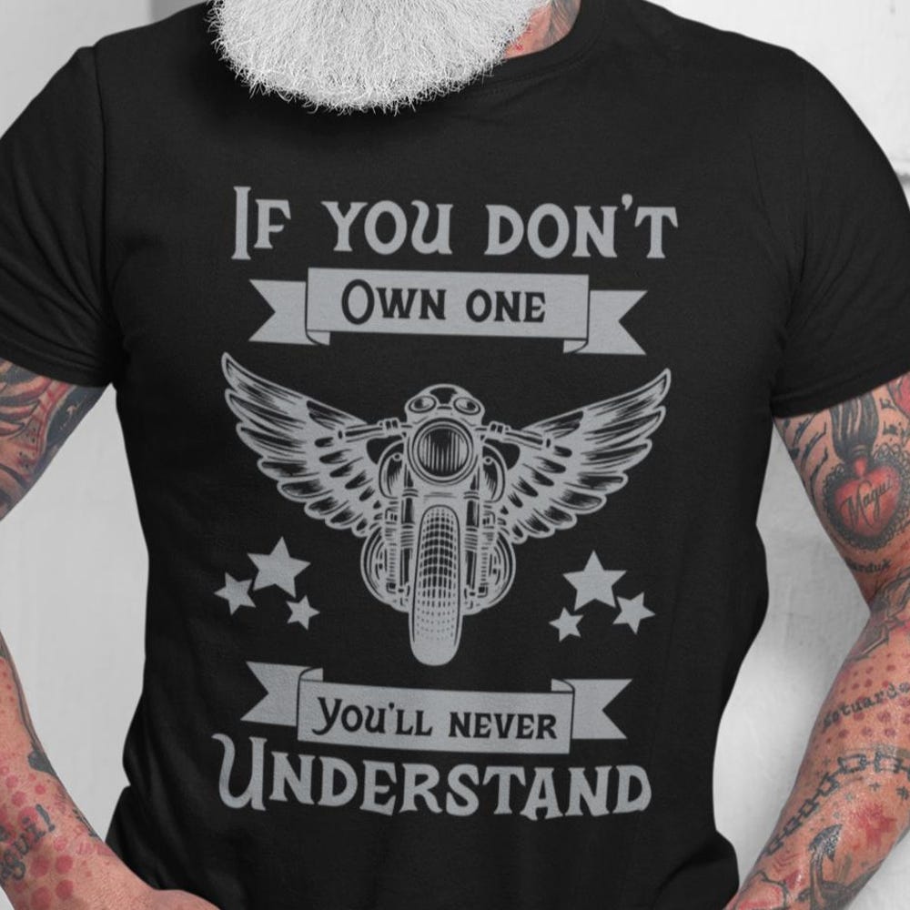 Motorcycle Lifestyle T-Shirt: Freedom Rider Biker Crewneck Tee L