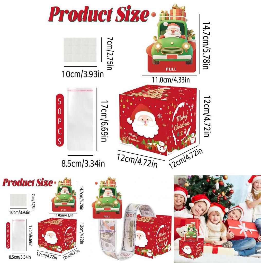 Red Santa Claus Pattern Paper Gift Box For Christmas Parties And Gift Giving