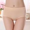 Women's Mid-Waist Seamless Cotton Underwear - Solid Color Briefs for Autumn and Winter