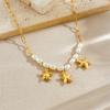 Gold Starfish Pearl Necklace Paperclip Link Chain Choker for Women Beach Theme Jewelry
