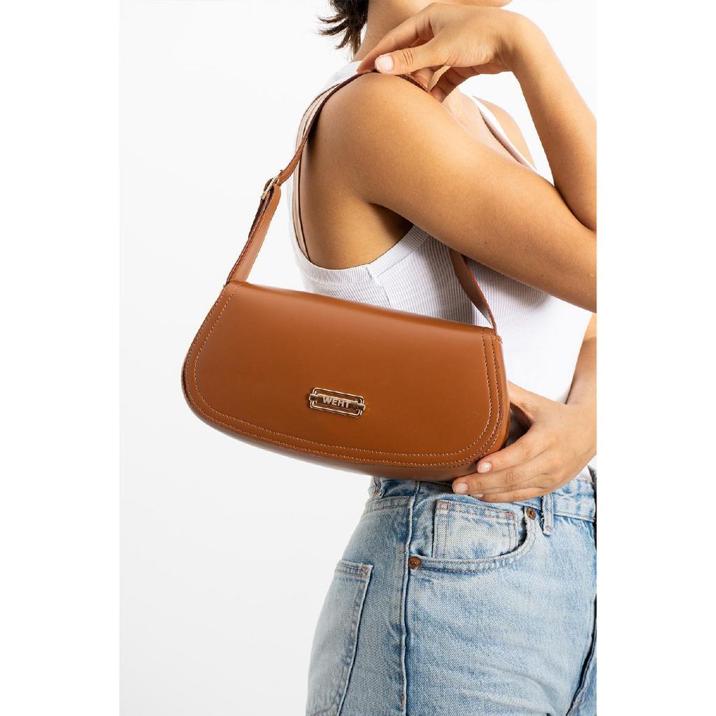 Women's Baguette Lined Snap Closure Handbag And Shoulder Bag