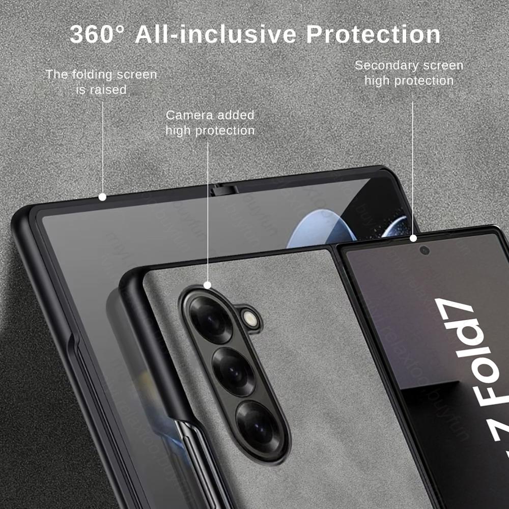 Sheepskin Leather Case for Samsung Galaxy Z Fold8 Fold7 Fold6 Fold5 Fold4 Fold3 Fold 8 7 6 5 4 3 5G TPU Soft Frame Protect Shell