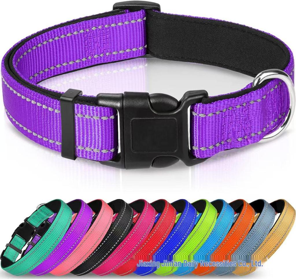 Ensemble Collier et Laisse pour Chien en Nylon Réfléchissant Réglable et Respirant - Taille Moyenne