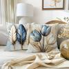 Four Exquisite Pillowcases with Blue and White Floral and Feather Art Prints Sofa cushion cover home room decoration